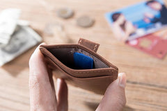 Handmade Leather Mens Cool billfold Wallet Card Holder Small Card Slim Wallets for Men