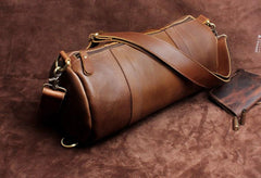 Genuine Leather Mens Barrel Bag Cool Weekender Bag Travel Bag Duffle Bags Overnight Bag Holdall Bag for men