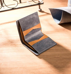 Cool Leather Mens billfold Leather Wallets Men Small Bifold Wallets for Men