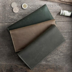 Handmade Leather Mens Clutch Wallet Cool Leather Wallet Long Phone Wallets for Men