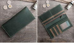 Handmade Leather Mens Clutch Wallet Cool Leather Wallet Long Phone Wallets for Men