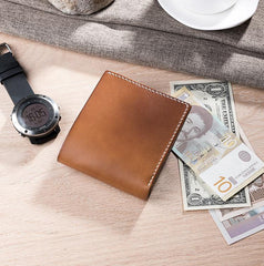 Cool Leather Mens Slim Small Wallets billfold Wallets Bifold for Men