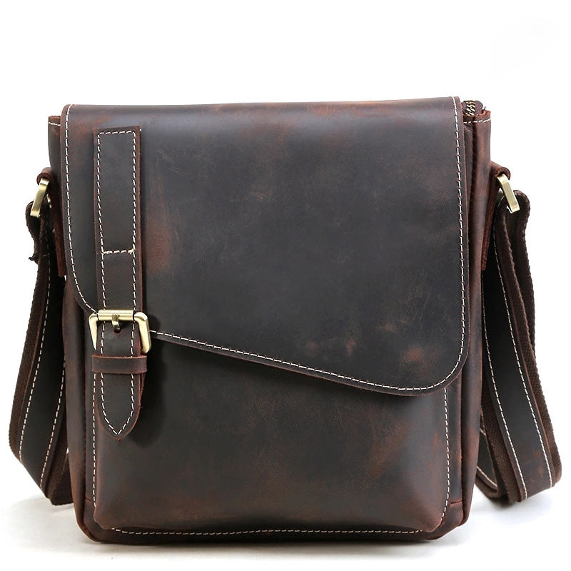 Leather Men Vintage Coffee Messenger Bag Shoulder Bag for Men