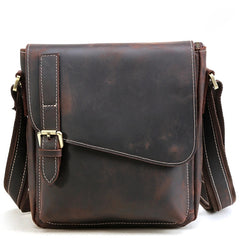 Leather Men Vintage Coffee Messenger Bag Shoulder Bag for Men