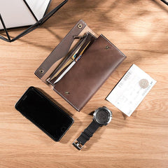 Handmade Leather Mens Clutch Wallet Cool Leather Wallet Long Phone Wallets for Men