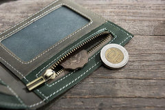 Handmade Leather Mens Cool Slim Leather Wallet Men Small billfold Wallets Bifold for Men