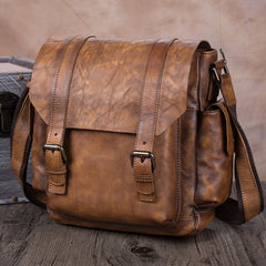 Vintage Leather Mens Cool Messenger Bag Shoulder Bag Crossbody Bag for Men