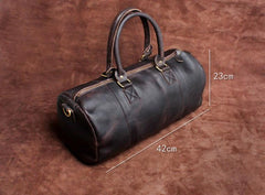 Genuine Leather Mens Barrel Bag Cool Weekender Bag Travel Bag Duffle Bags Overnight Bag Holdall Bag for men