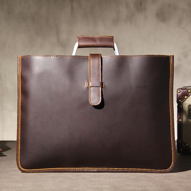 Leather Mens Vintage Briefcase Handbag Work Bag Business Bag Laptop Bag for men
