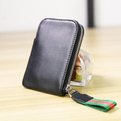 Women Leather Mini Zip Wallet Green Billfold Slim Coin Wallet Small Zip Change Wallet For Women