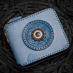 Handmade Leather Tibetan Mens billfold Wallet Cool Chain Wallet Biker Wallet for Men