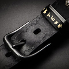 Handmade Black Mens Leather Belt Cool Leather Men Belt for Men