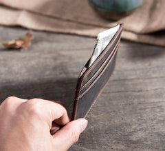 Handmade Leather Mens Cool billfold Wallet Card Holder Small Card Slim Wallets for Men