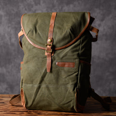 Green Canvas Mens Cool Backpack Large Travel Backpack Canvas Hiking Backpack for Men
