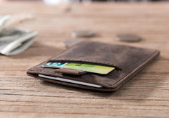 Handmade Leather Mens Cool billfold Wallet Card Holder Small Card Slim Wallets for Men