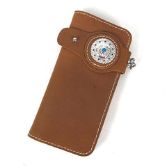 Handmade Mens Long Biker Wallet with Chain Cool Leather Biker Chain Wallet