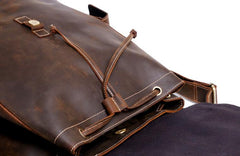 Vintage Leather Mens Backpack Satchel Brown School Backpack Travel Backpack for men