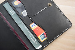 Handmade Leather Mens Travel Wallet Passport Leather Wallet billfold Slim Wallets for Men