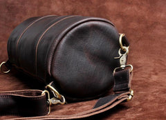 Genuine Leather Mens Barrel Bag Cool Weekender Bag Travel Bag Duffle Bags Overnight Bag Holdall Bag for men