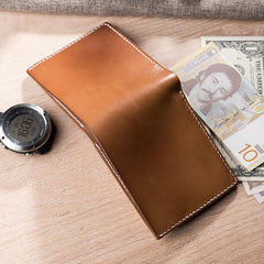 Cool Leather Mens Slim Small Wallets billfold Wallets Bifold for Men