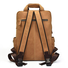Genuine Leather Vintage Mens Cool Backpack Large Camel Travel Bag Hiking Bag For Men