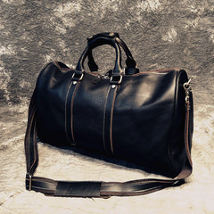 Cool Leather Mens Black Weekender Bag Travel Bag Duffle Bag for men