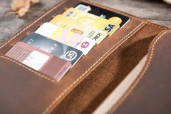 Handmade Leather Mens Clutch Wallet Cool Leather Wallet Long Phone Wallets for Men