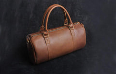 Genuine Leather Mens Barrel Bag Cool Weekender Bag Travel Bag Duffle Bags Overnight Bag Holdall Bag for men