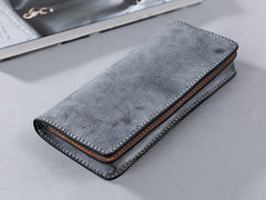 Handmade Leather Mens Clutch Wallet Cool Leather Wallet Long Phone Wallets for Men