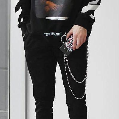 Stylish Men's Womens Double Beaded Stainless Steel Pants Chain Biker Wallet Chain For Men Jean Chain