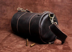 Genuine Leather Mens Barrel Bag Cool Weekender Bag Travel Bag Duffle Bags Overnight Bag Holdall Bag for men