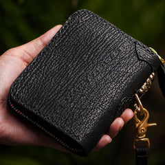 Handmade Leather Small Tooled Mens Cool billfold Wallet Chain Wallets Biker Wallet for Men