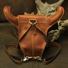 Cool Leather Mens XO Bull Backpack Tan Travel Backpack Unique Backpack for men
