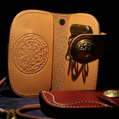 Handmade Leather billfold Biker Wallet Mens Cool Car Key Wallet Pouch Car KeyChain for Men