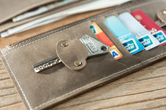 Handmade Leather Mens Slim Wallet Cool Leather Wallet Long Phone Wallets for Men