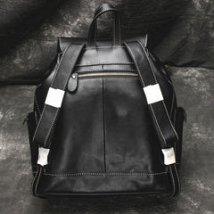 Cool Mens Leather Black Backpack for School Travel Bag Hiking Bag For Men