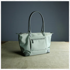 Womens Light Green Nylon Shoulder Tote Medium Green Nylon Handbag Purse for Ladies