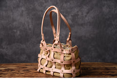 Leather Canvas Women Bucket Bag Shopper Bag Shoulder Bag For Women