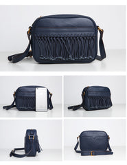 Cute Leather Womens Small Tassels Crossbody Bag Purse Cute Shoulder Bag for Women