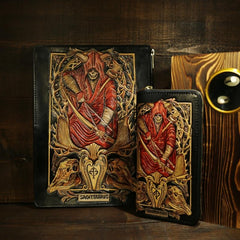 Handmade Leather Tooled Constellation Biker Wallet Mens Cool Chain Wallet Trucker Wallet with Chain