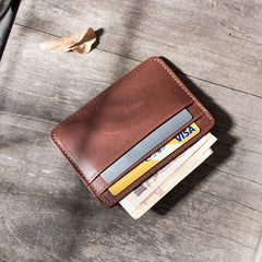 Handmade Leather Mens Cool billfold Wallet Card Holder Small Card Slim Wallets for Men