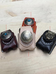 Leather Biker Zippo Lighter Pouches with Loop Biker Leather Zippo lighter cases with clip