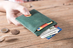Handmade Leather Mens Cool billfold Wallet Card Holder Small Card Slim Wallets for Men