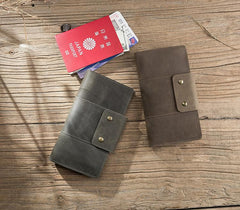 Cool Leather Mens Travel Long Wallet Passport Leather Wallet Long Wallets for Men