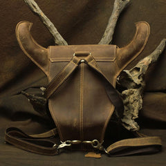 Cool Leather Mens XO Bull Backpack Tan Travel Backpack Unique Backpack for men