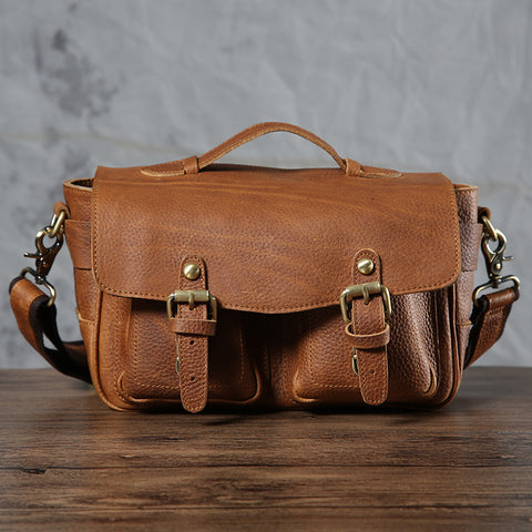 Cool leather men Camera bag messenger bags vintage shoulder bag for men - EverHandmade
