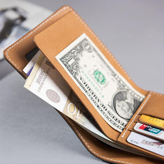 Handmade Cool Leather Mens billfold Leather Wallet Men Small Wallets Bifold for Men
