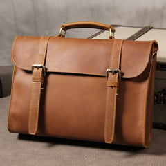 Vintage Leather Coffee Mens Briefcases Work Bag Business Bag Handbag for Men
