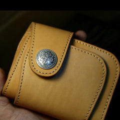 Handmade Leather Biker Wallet Mens Cool Chain Wallet Trucker Wallet with Chain