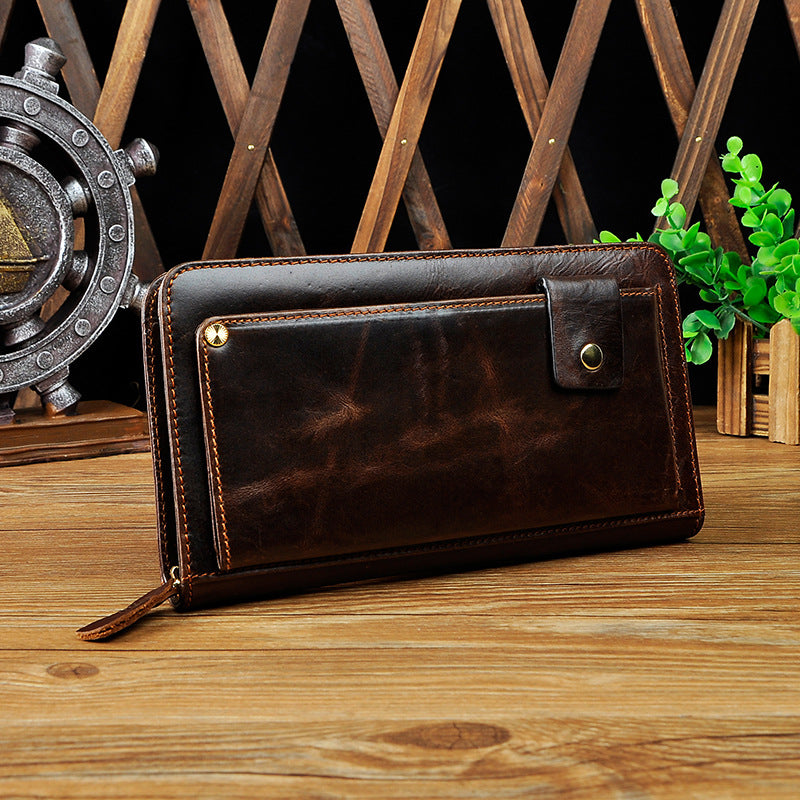LEATHER MENS Clutch Vintage Coffee Wristlet Bag FOR MEN